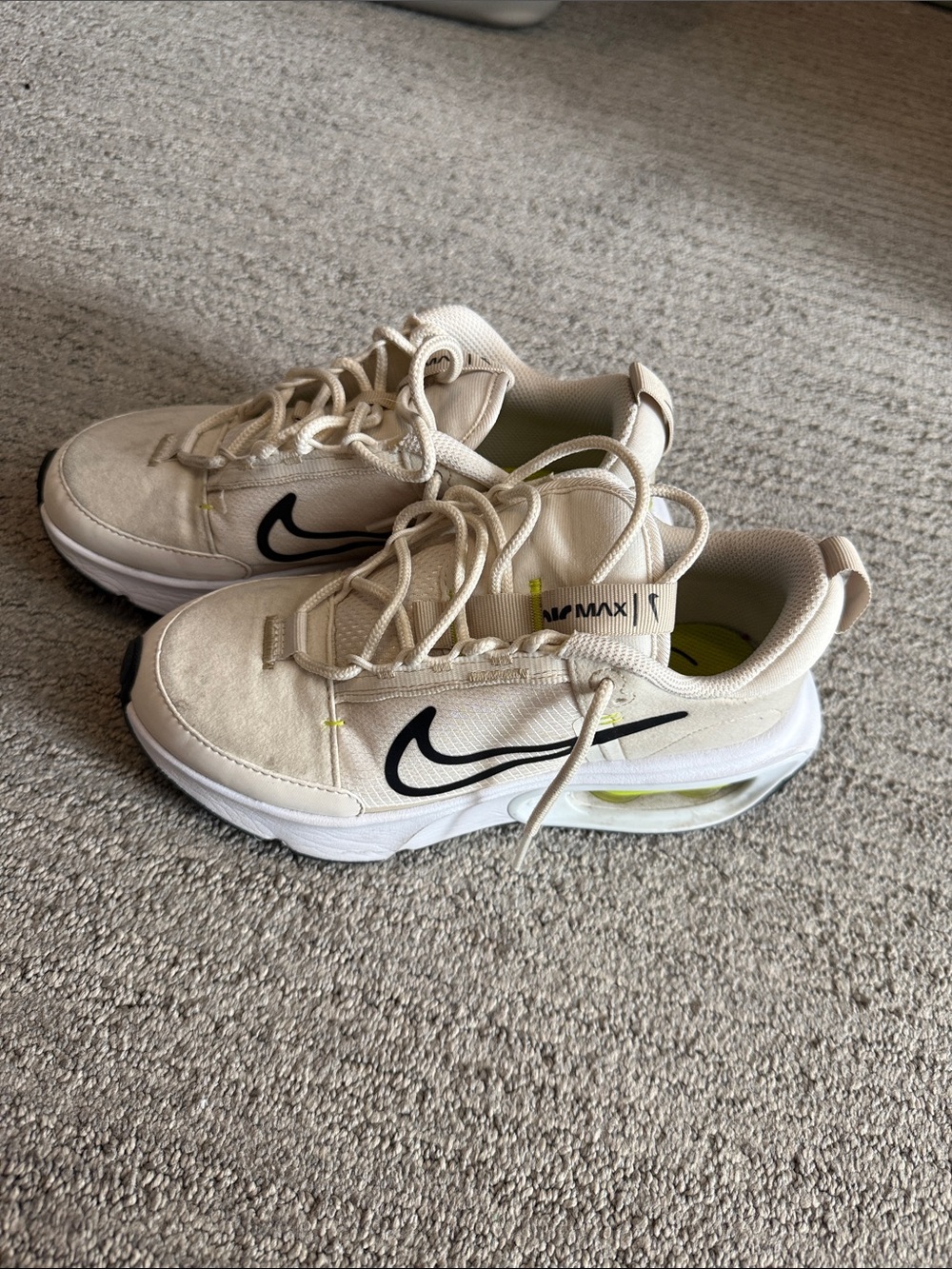 Nike Cream and Black Low-Top Sneakers with Neon Accent